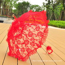 New design wedding party beautiful red lace decoration wedding lace umbrella wholesale